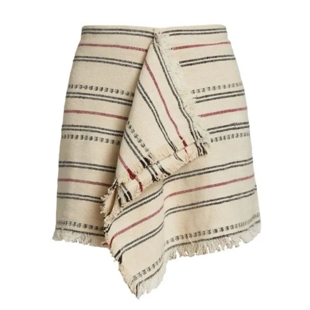 ISABEL MARANT ÉTOILE Jocadia Wrap Plaid Mini Skirt in Ecru NWT Size 40/ US 8